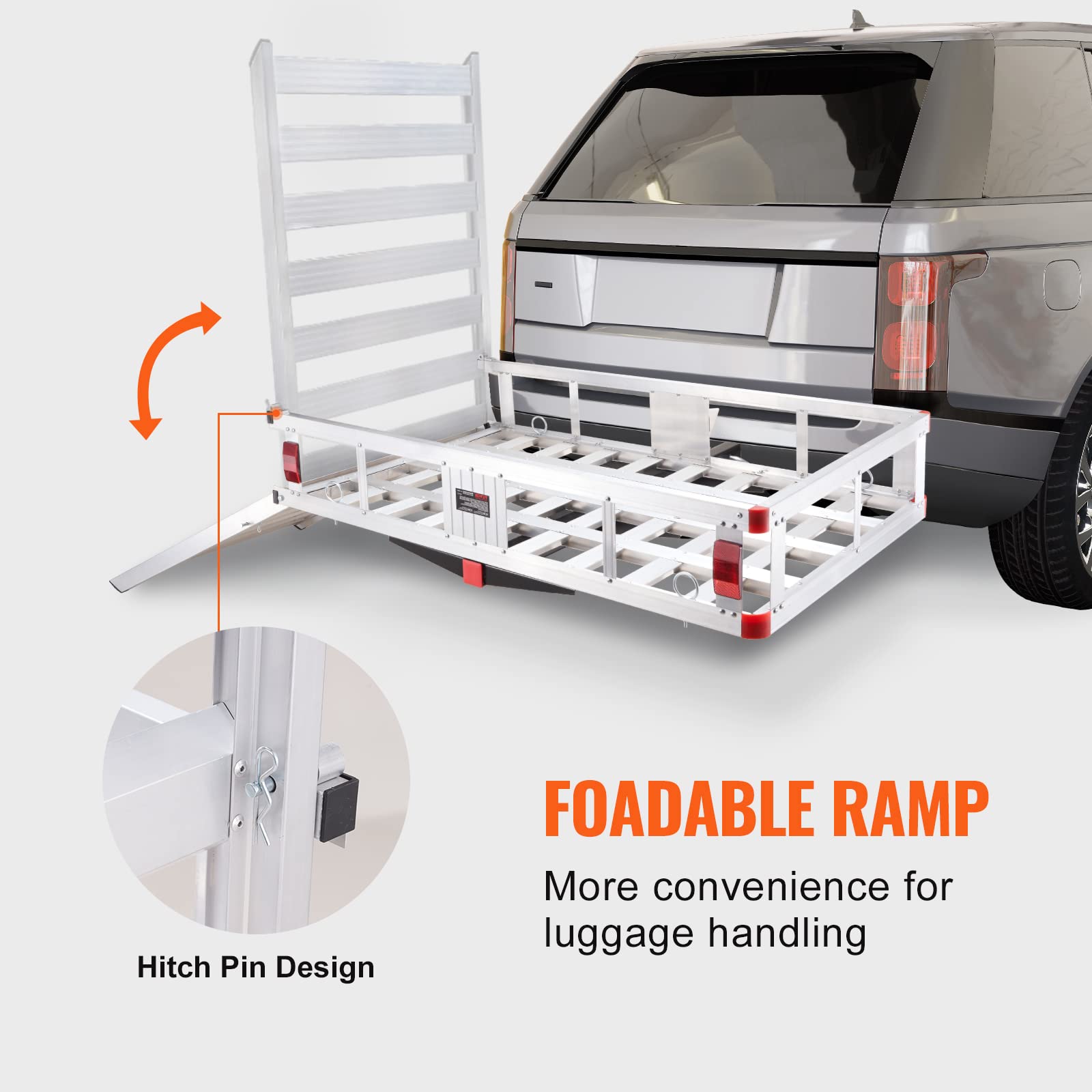 Foto 4 pulgar | Transportador De Carga Hitch Vevor, 50 X 75 X 22 Cm, 227 Kg, Aluminio Con Rampa - Venta Internacional.