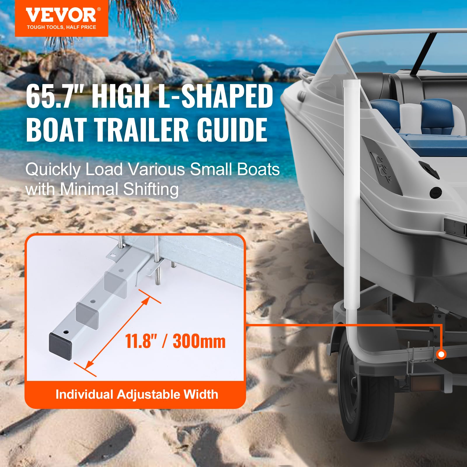 Foto 3 pulgar | Trailer Guide Vevor Boat De 60 Pulgadas Ajustable Con Pvc Para Barco De Esquí - Venta Internacional.
