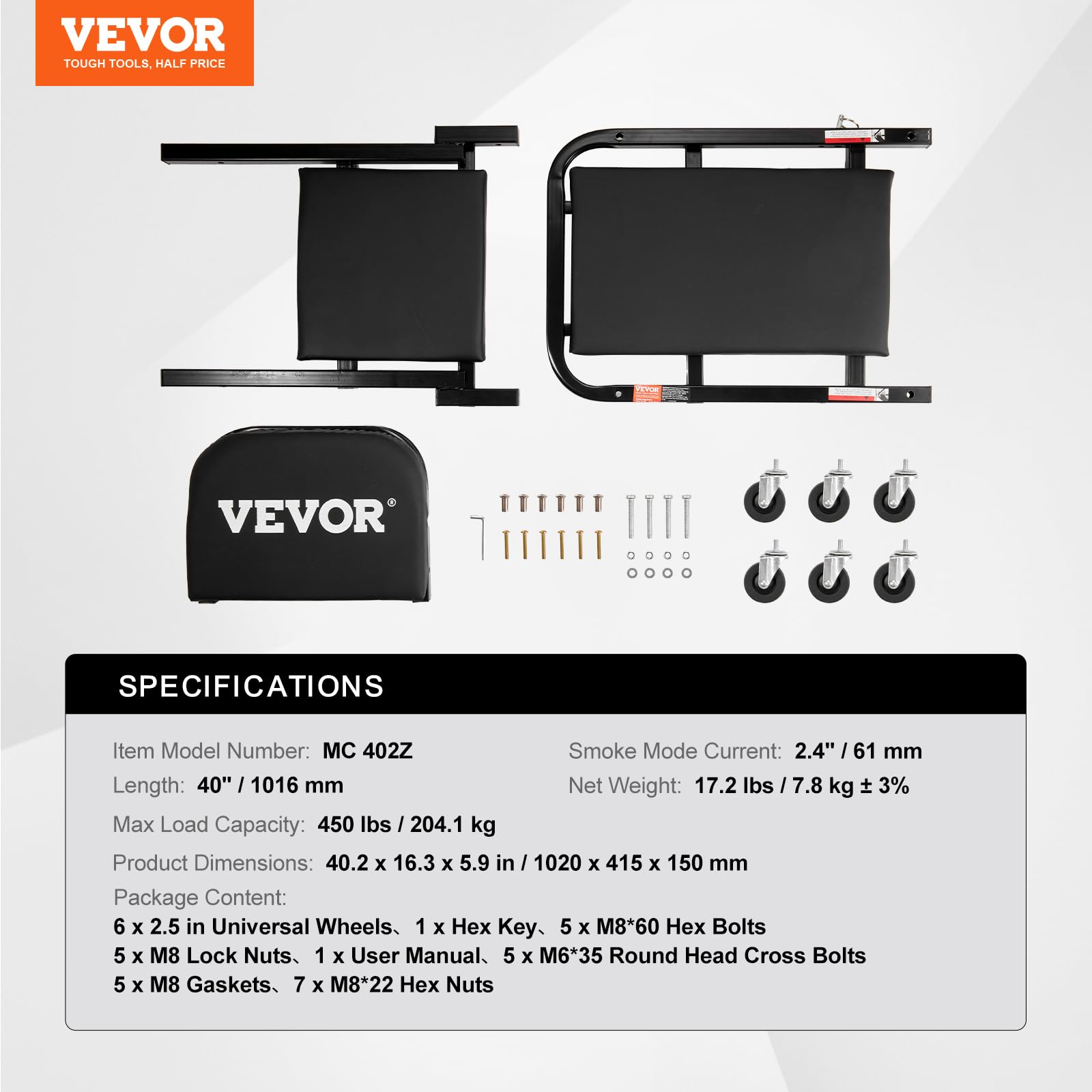 Foto 7 | Tapa De Carga Garage Creeper Vevor Plegable En Z De 40 Pulgadas Y 204,1 Kg. - Venta Internacional.