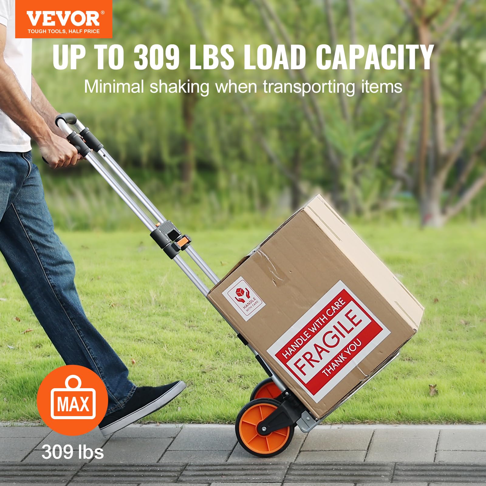 Foto 3 pulgar | Carrito De Mano Plegable Vevor De Aluminio Con Capacidad Para 140 Kg - Venta Internacional.