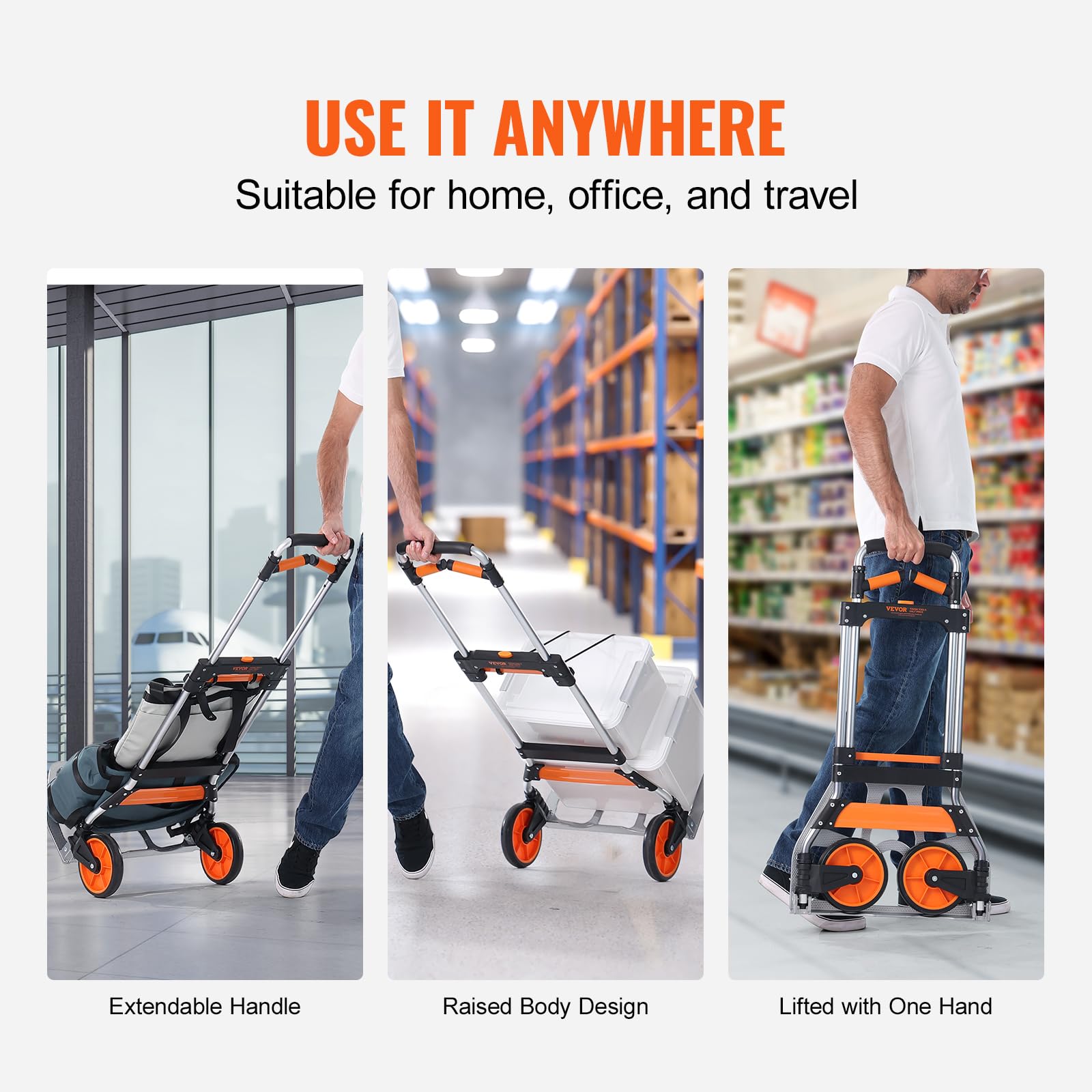 Foto 7 pulgar | Carrito De Mano Plegable Vevor De Aluminio Con Capacidad Para 140 Kg - Venta Internacional.