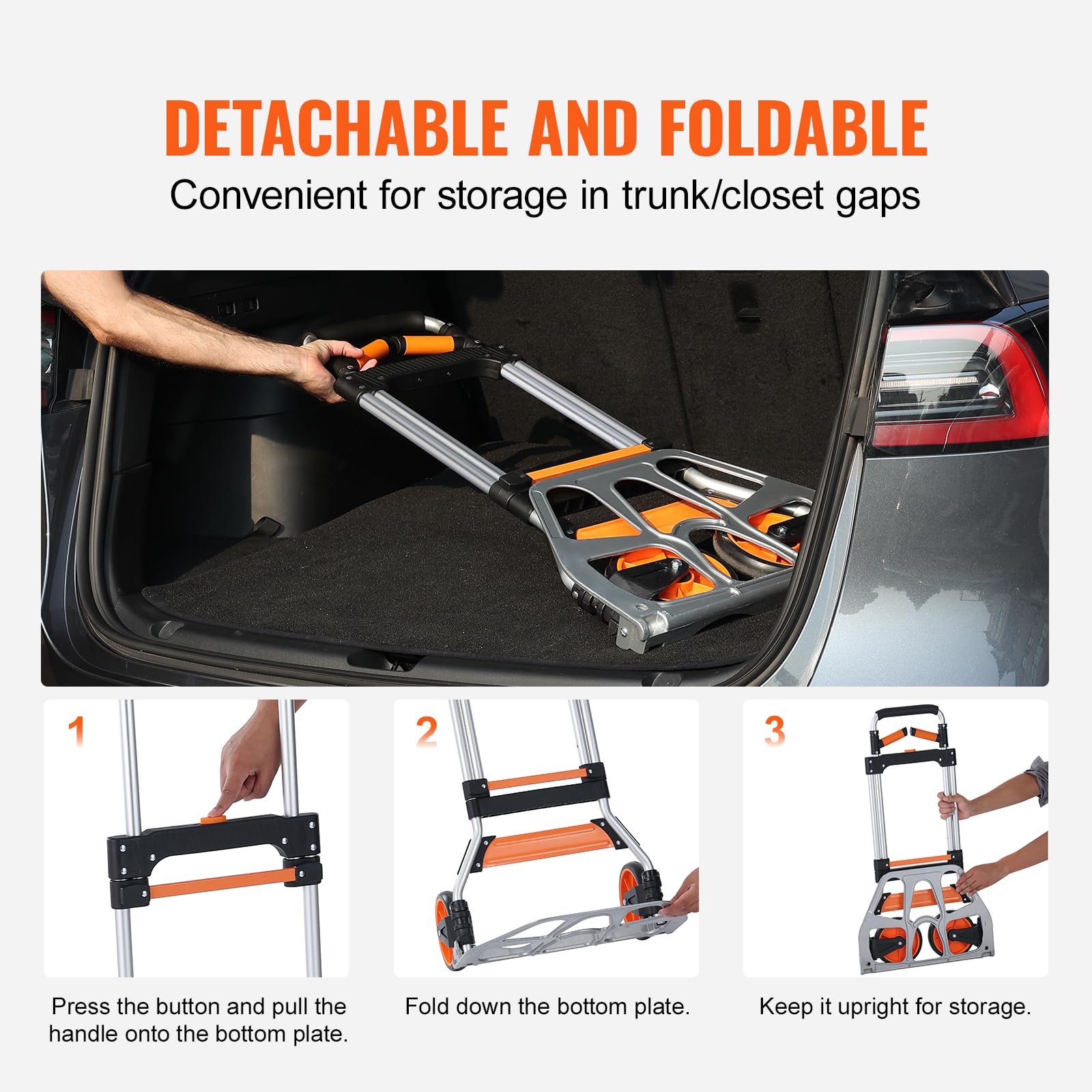 Foto 7 | Carrito De Mano Plegable Vevor De Aluminio Con Capacidad Para 140 Kg - Venta Internacional.