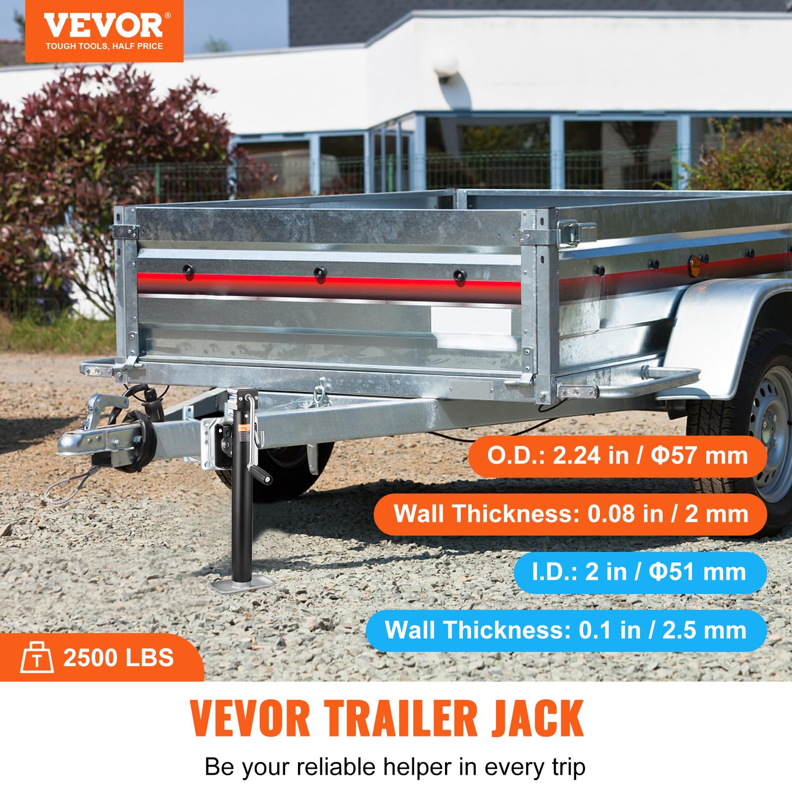 Foto 2 | Remolque Jack Vevor, Capacidad De Carga De 2500 Libras, Elevador Giratorio De 15 Cm - Venta Internacional.