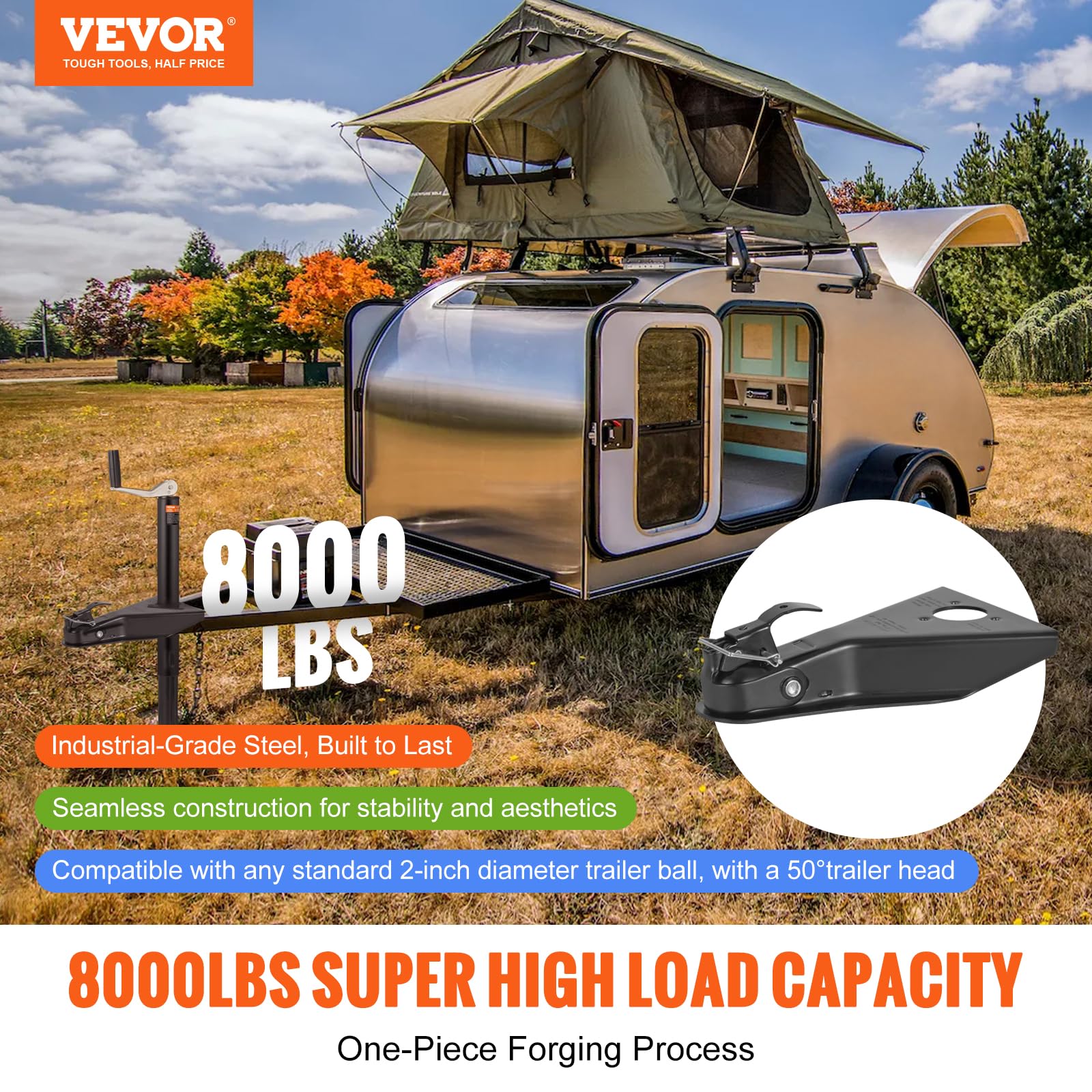 Foto 3 pulgar | Acoplador De Remolque Vevor A-frame, 8000 Libras, Capacidad De Remolque, Negro - Venta Internacional.