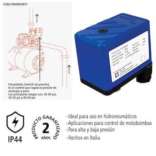 Foto 3 | Interruptor de Presión IUSA Presostato 40-60 Psi color Azul