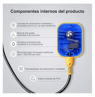 Foto 5 | Flotador Eléctrico Electronivel Tinaco Cisterna 6m Cable Amarillo Negro Azul