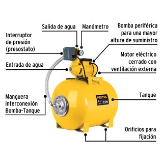 Foto 3 | Bomba Hidroneumática Pretul 50 L color Amarillo