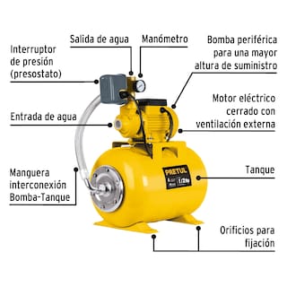 Foto 3 | Bomba Hidroneumática Pretul 24 L color Amarillo