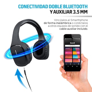 Foto 4 | Audífonos tipo Diadema Redlemon 79397 color Negro con Bluetooth e Inalámbricos HD Aux 3.5 mm