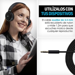 Foto 4 | Audífonos Tipo Diadema Redlemon 78989 color Negro Over-ear Plegables Sonido HD Manos Libres Cable Auxiliar 3.5mm
