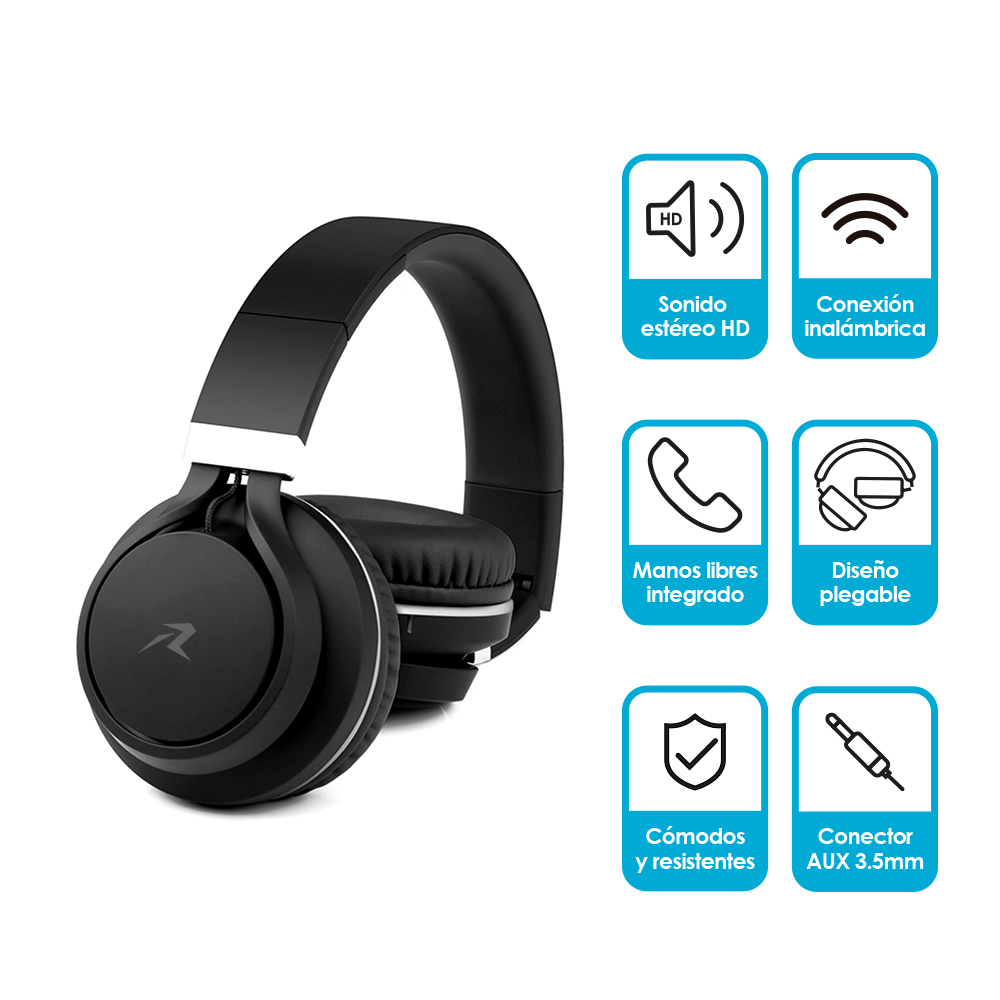 Foto 3 pulgar | Audí­fonos Tipo Diadema Redlemon 79329 color Negro con Bluetooth Inalámbricos Over-Ear Plegable