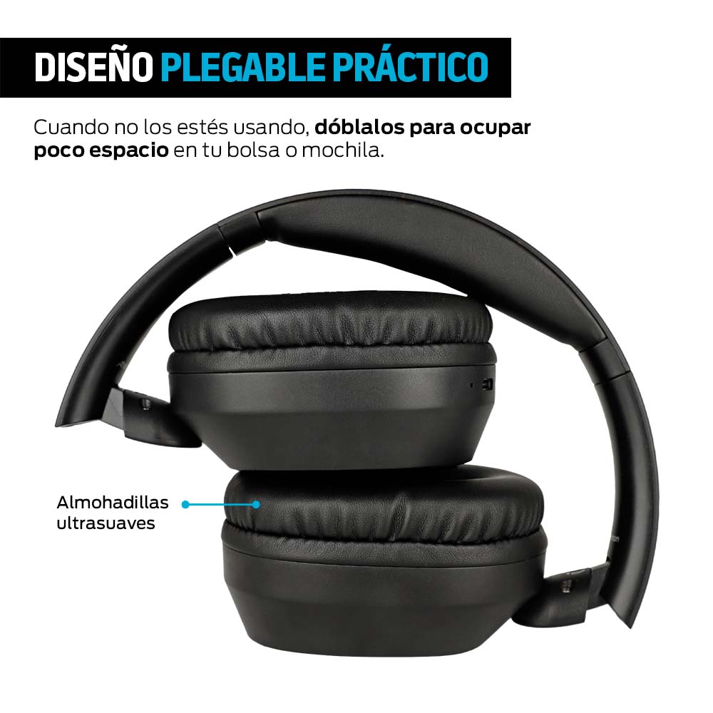Foto 7 pulgar | Audí­fonos Tipo Diadema Redlemon 79329 color Negro con Bluetooth Inalámbricos Over-Ear Plegable