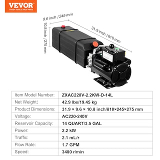 Foto 7 | Unidad De Potencia Hidráulica Mophorn 3 Hp 220v 14l Para Elevadores De Automóviles - Venta Internacional.