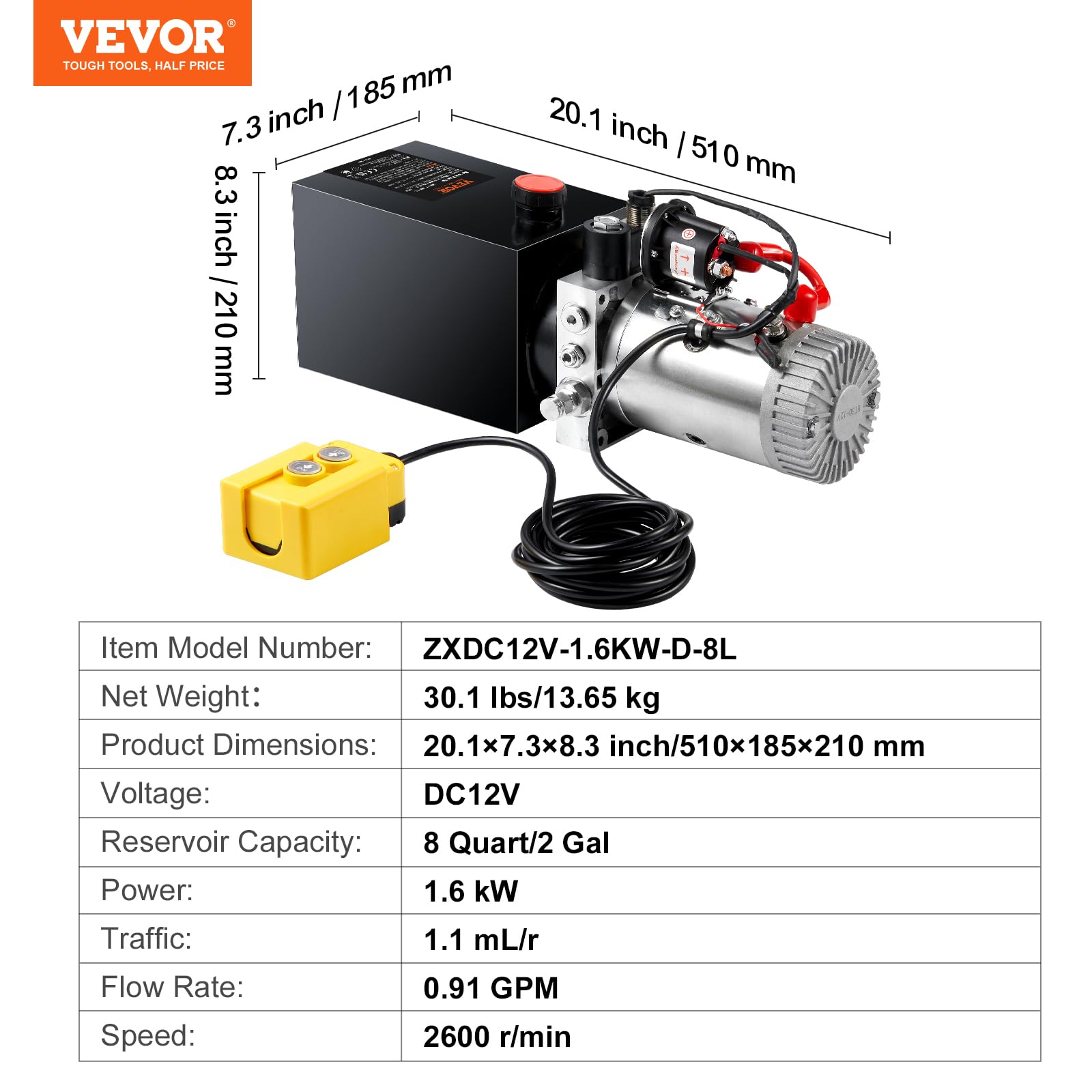 Foto 8 pulgar | Bomba Hidráulica Vevor Dc 12v 8l Unidad De Control Hidráulico - Venta Internacional.