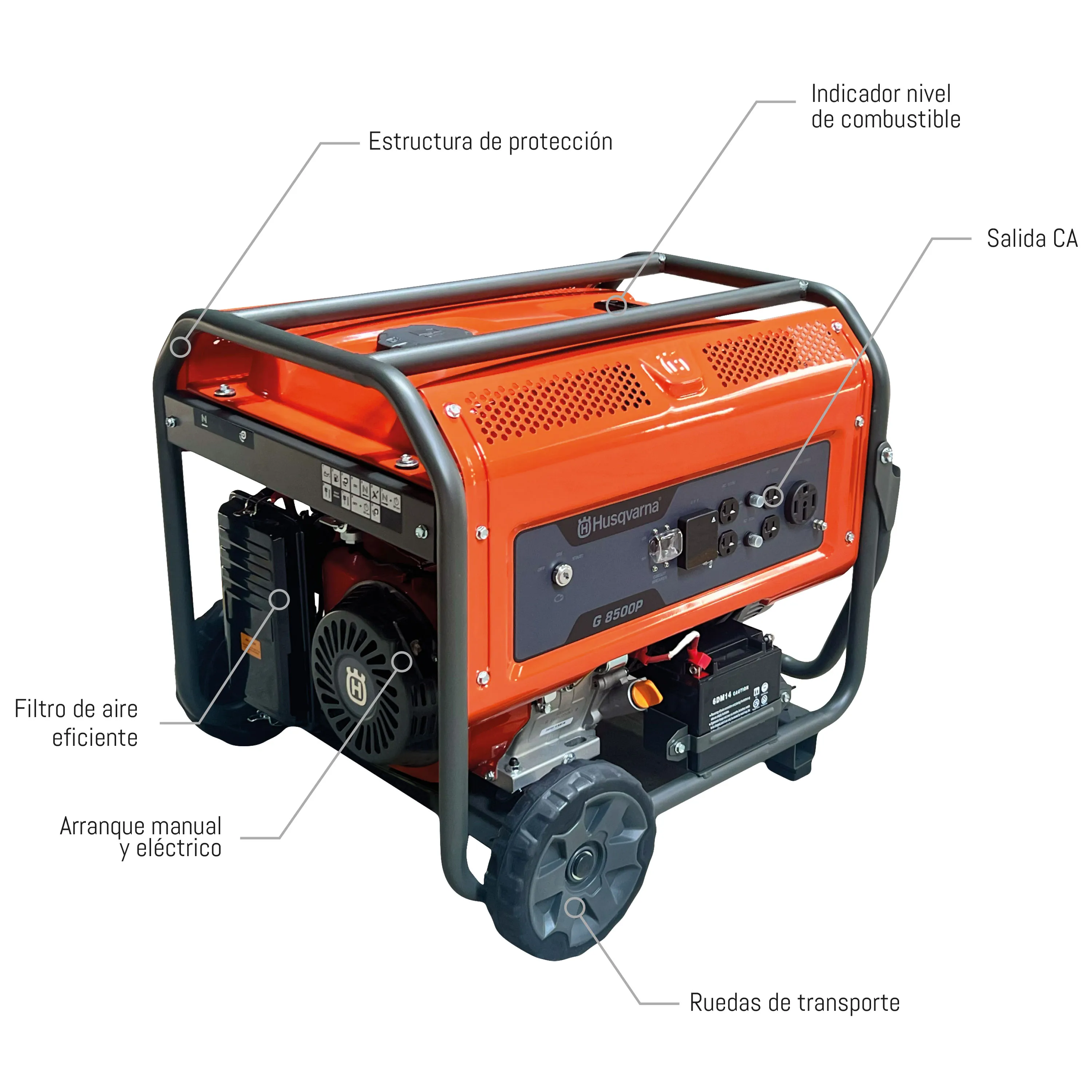 Foto 2 | Generador Husqvarna G8500p Color Naranja Electrico