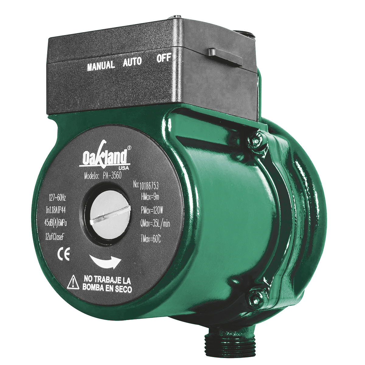 Bomba Presurizadora 3/4''  35 Lpm 120W OAKLAND Presión Bajo Demanda color Verde