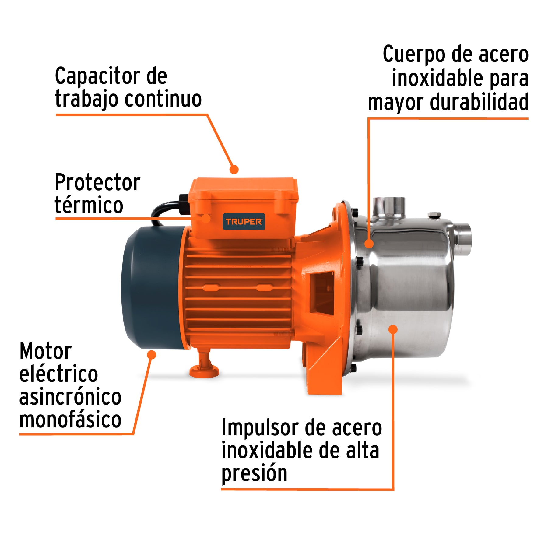 Foto 4 pulgar | Bomba Eléctrica Truper Tipo Jet Para Agua - Acero Inoxidable 1-1/2 Hp