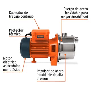 Foto 3 | Bomba Eléctrica Truper Tipo Jet Para Agua - Acero Inoxidable 1-1/2 Hp