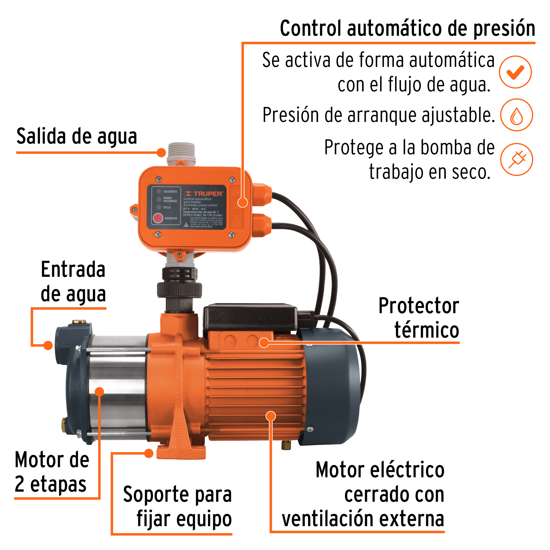 Foto 3 pulgar | Bomba Presurizadora Truper Multietapas 1/2 Hp