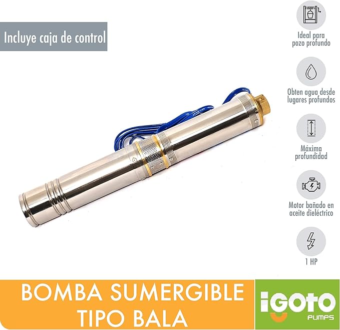 Foto 4 pulgar | Bomba Sumergible Igoto 1hp 750w 1” Pozo Altura 90 Mt 83 Lpm Incluye Caja Control