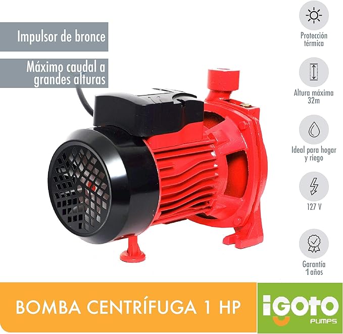 Foto 3 pulgar | Bomba Centrifuga Igoto 1 Hp 1”x1” 750w Altura 32 Mt Impulsor Bronce (duo)