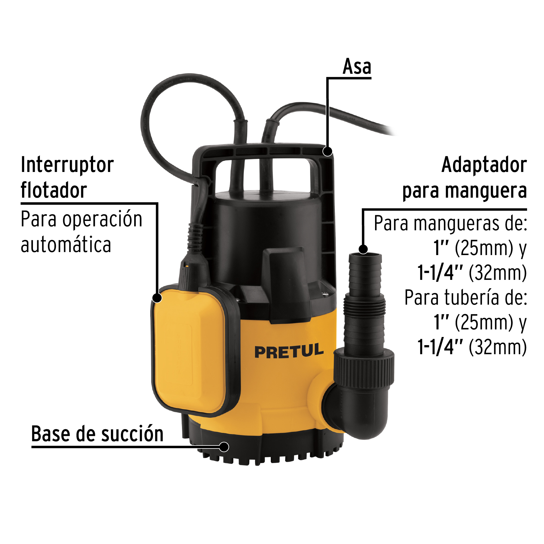 Foto 3 pulgar | Bomba Sumergible Plástica Pretul 3/4 HP para Agua Limpia