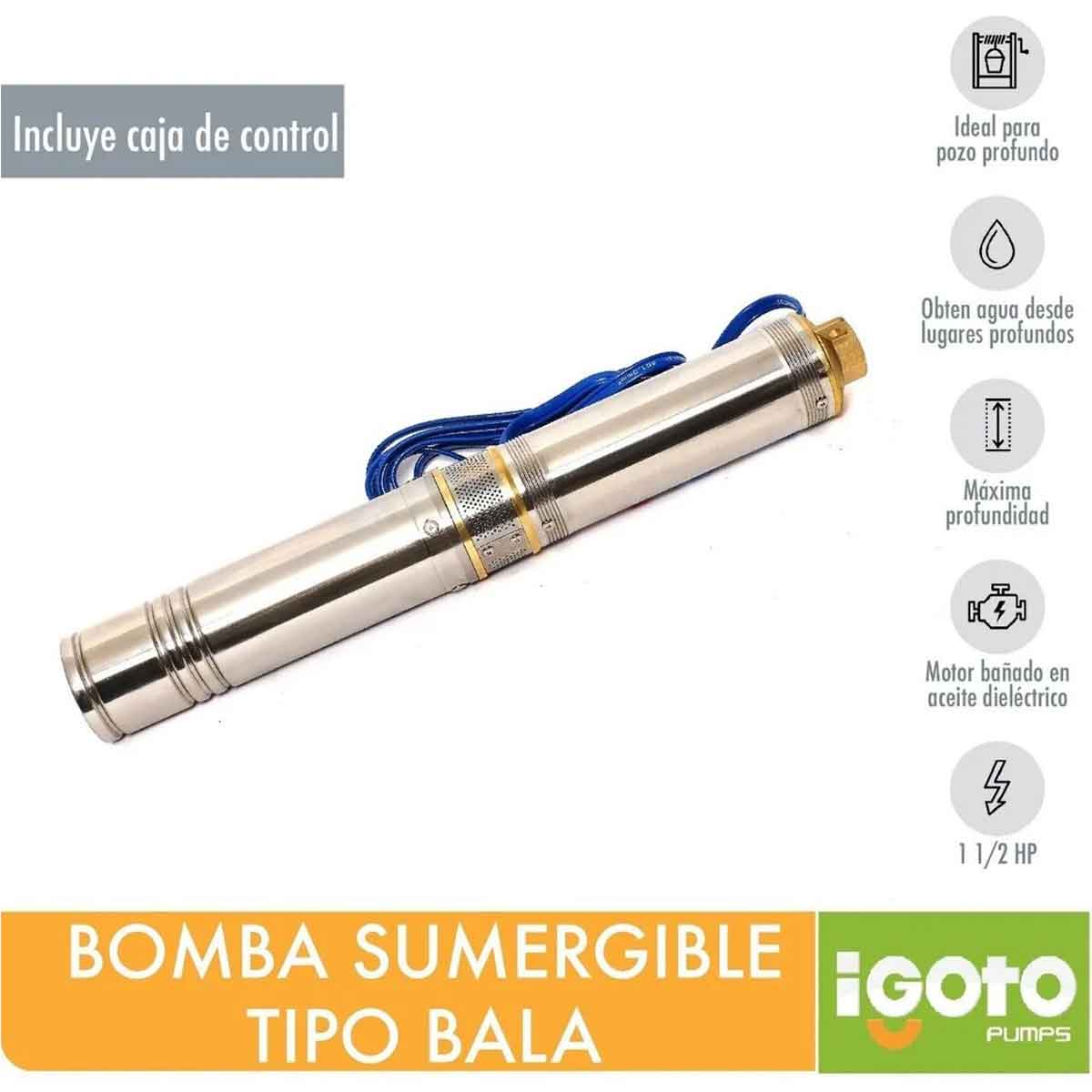 Foto 5 pulgar | Bomba Sumergible Tipo Bala 1 1/2 Hp Igoto Tba87