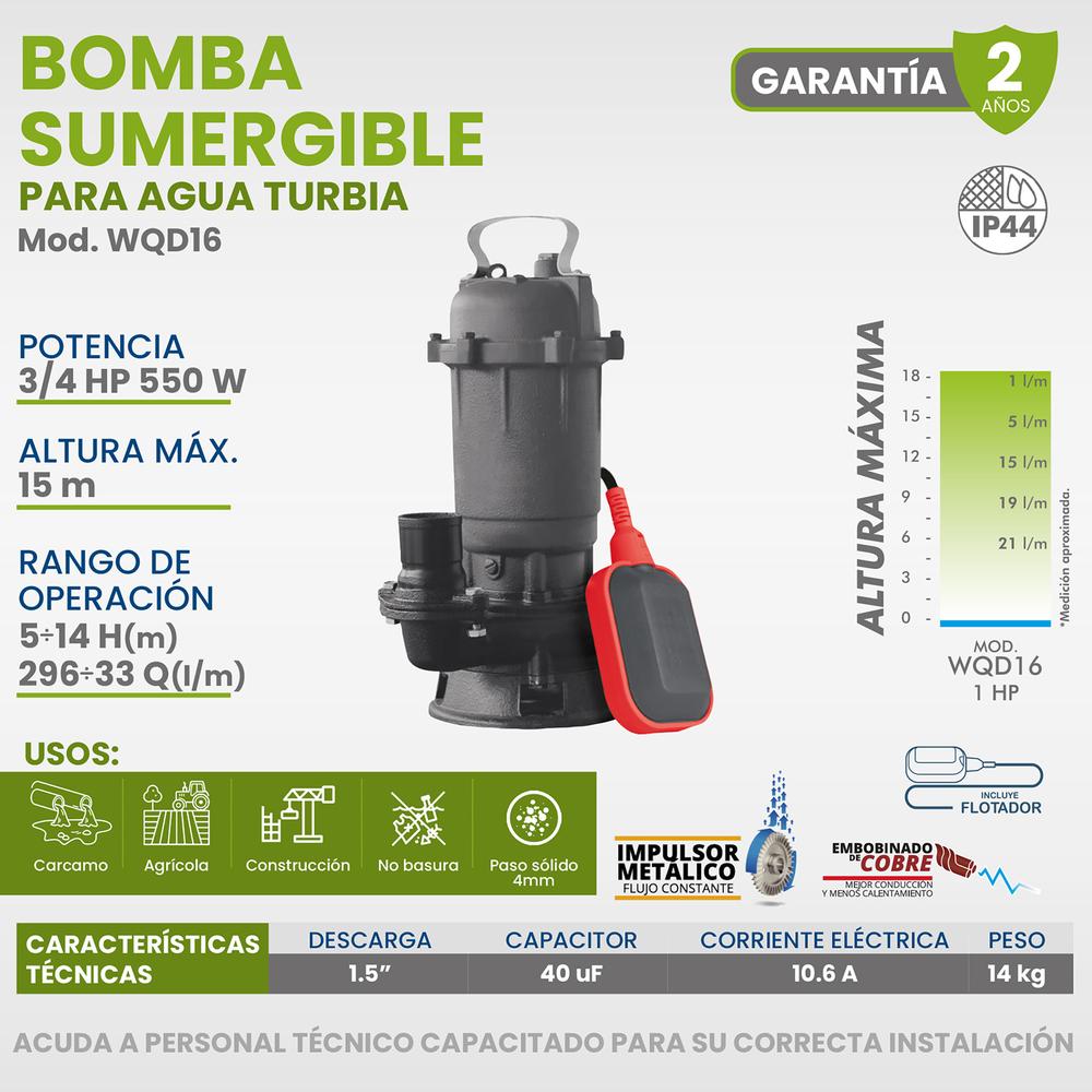 Foto 6 pulgar | Bomba Sumergible para Agua Sucia Igoto WQD16 color Negro 1 Hp