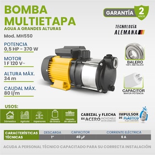Foto 7 | Bomba para Agua Multietapa Horizontal Igoto 1/2 Hp 120v