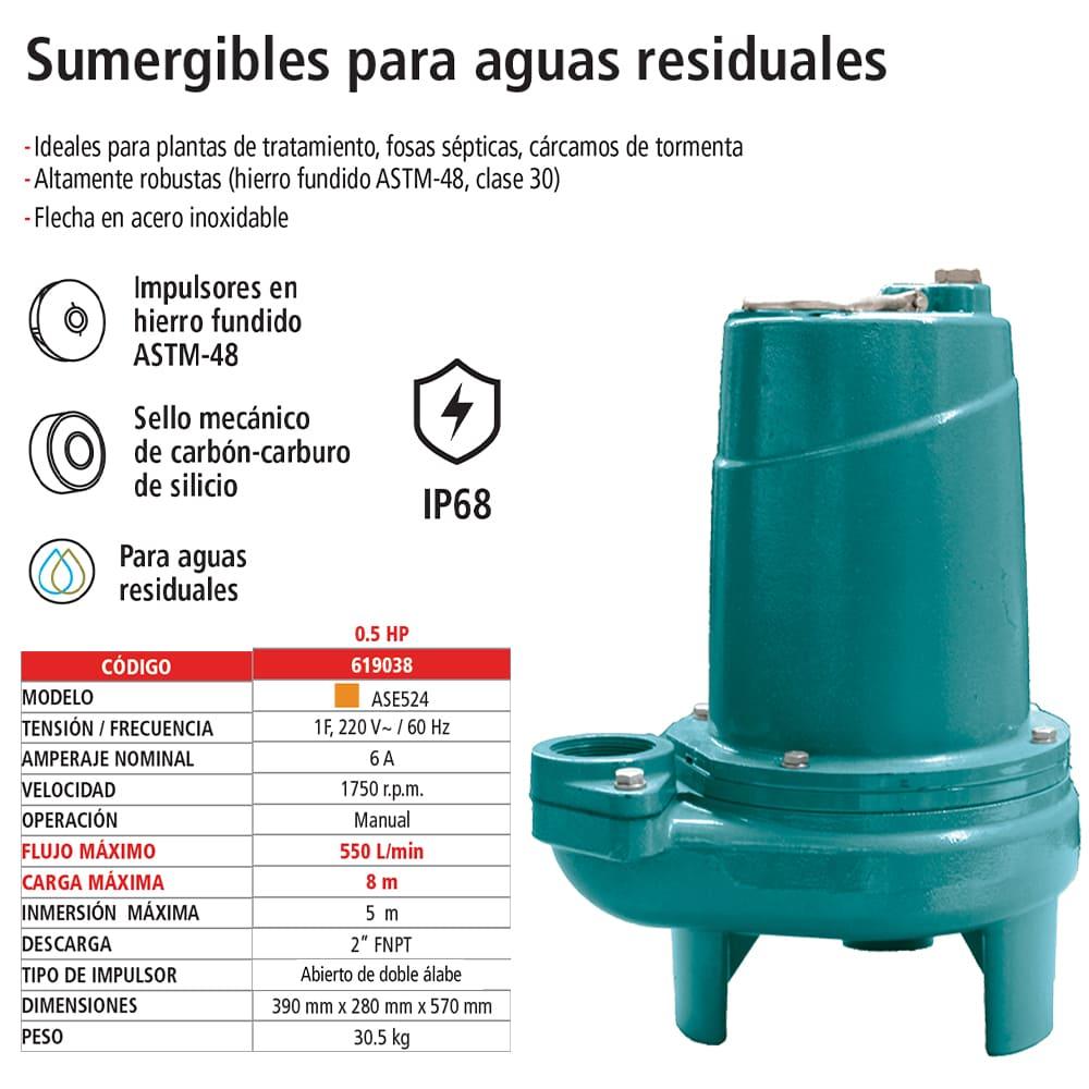 Foto 3 pulgar | Bomba Sumergible para Aguas Residuales IUSA 0.5 HP