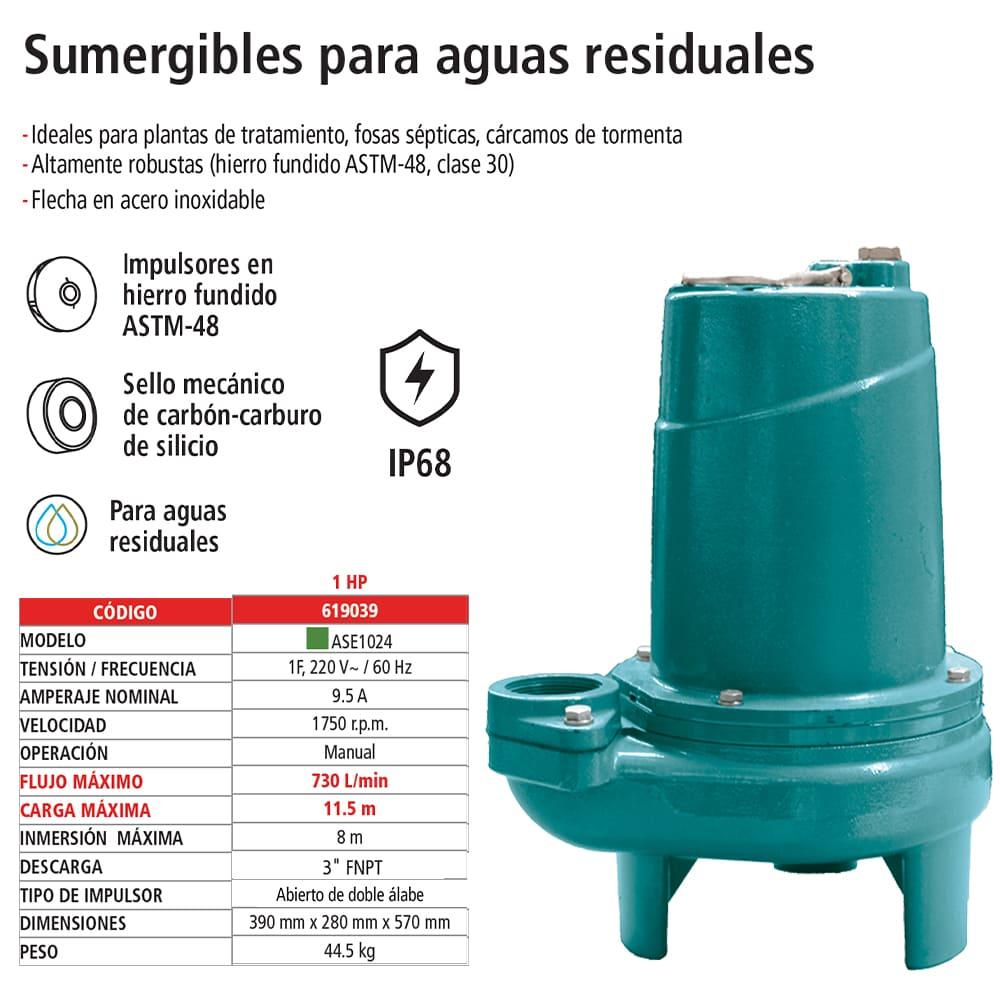 Foto 2 | Bomba Sumergible Para Aguas Residuales, Iusa 1 Hp