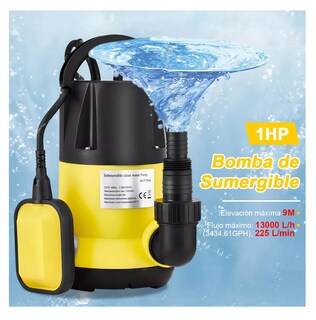 Foto 5 | Bomba Sumergible Plástica 1 Hp Para Agua Limpia Negro Amarillo