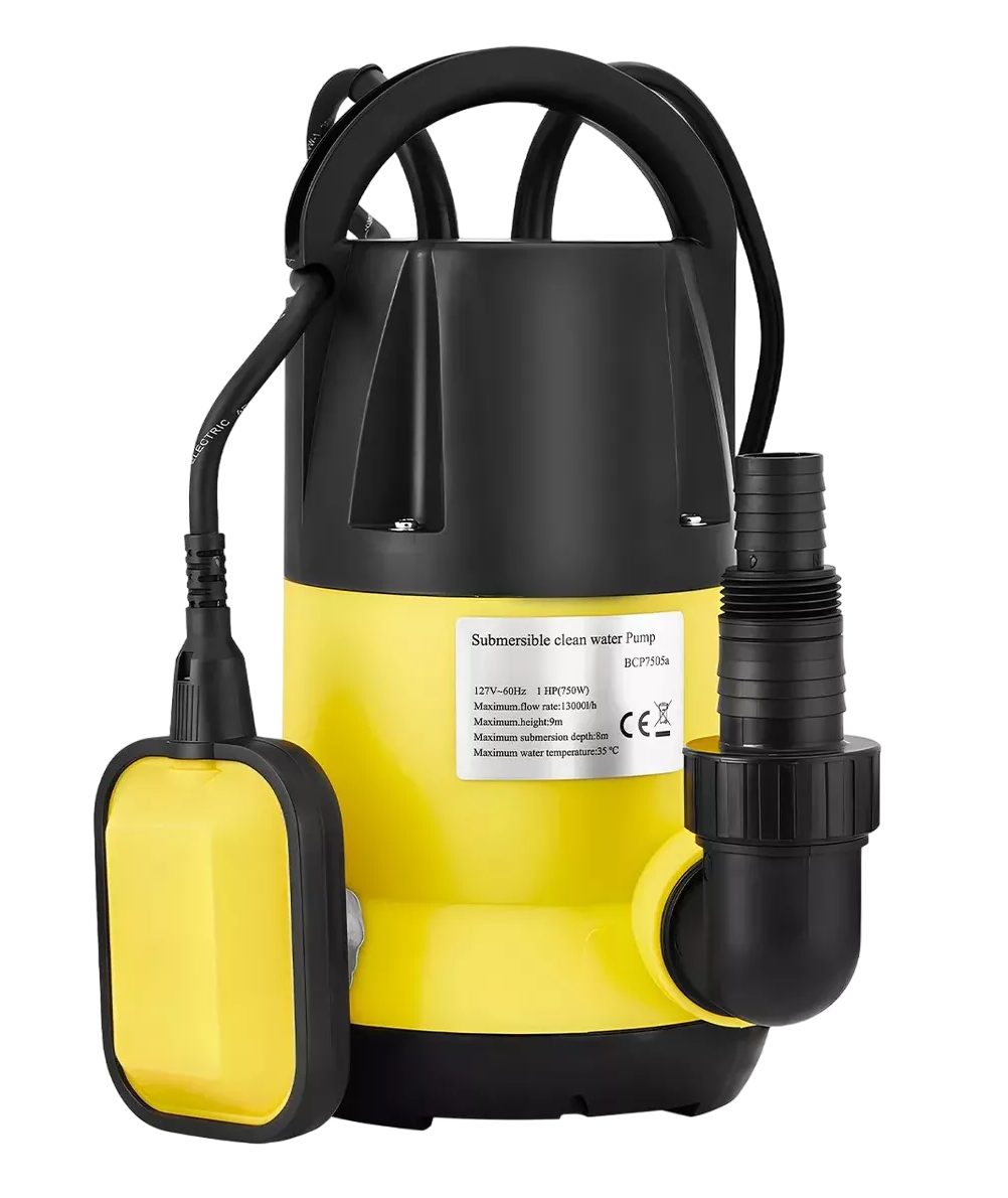 Bomba Sumergible Plástica 1 Hp Para Agua Limpia Negro Amarillo