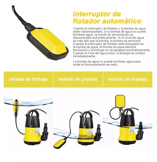 Foto 4 | Bomba Sumergible Plástica 1 Hp Para Agua Limpia Negro Amarillo