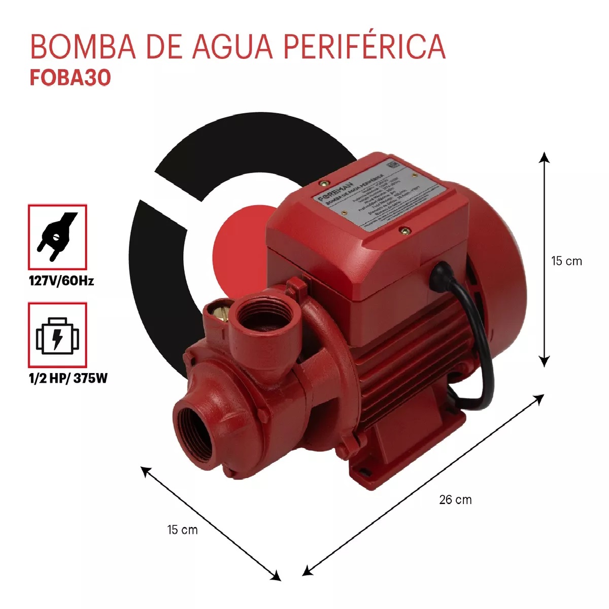 Foto 4 pulgar | Bomba Eléctrica Periférica Agua 1/2 Hp Silenciosa 127v 30m