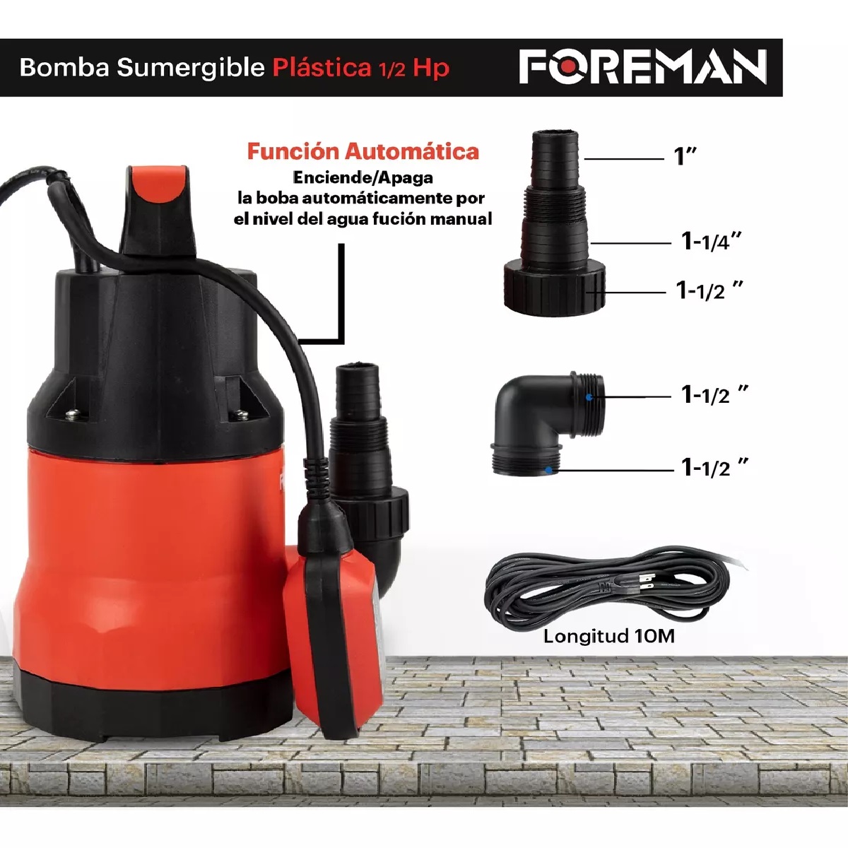 Foto 5 pulgar | Bomba Sumergible Plástica 1/2 Hp Para Agua Limpia 400w