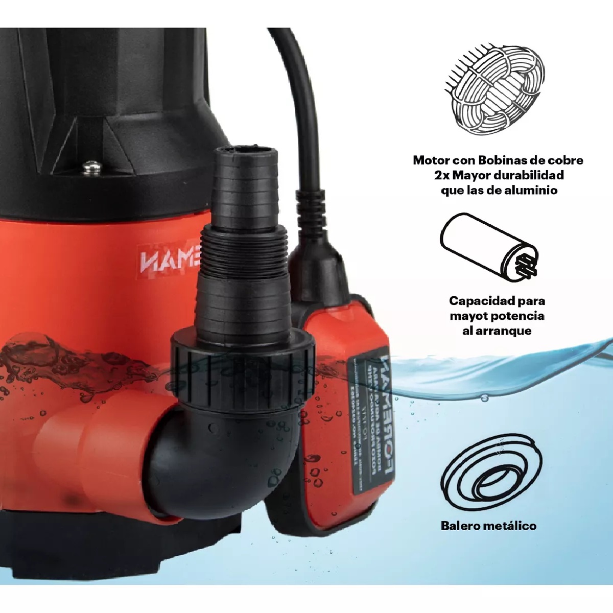Foto 6 pulgar | Bomba Sumergible Plástica 1/2 Hp Para Agua Limpia 400w