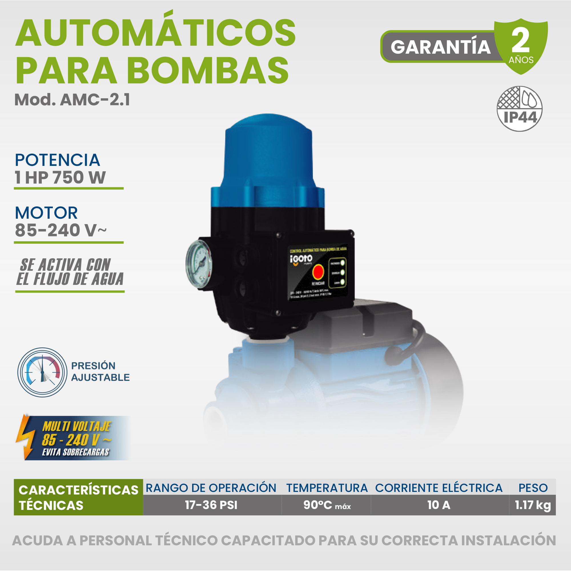 Foto 6 pulgar | Automático para Bomba de Agua 1 Hp 750w