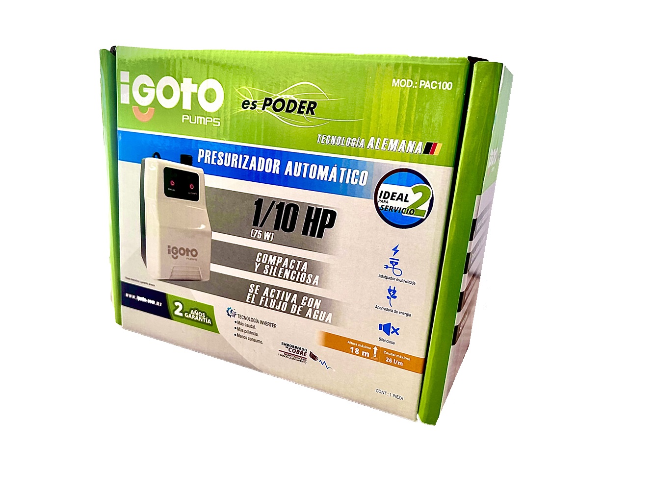 Foto 5 pulgar | Presurizador 1/10 Hp 75w Multivoltaje Ahorrador De Energía