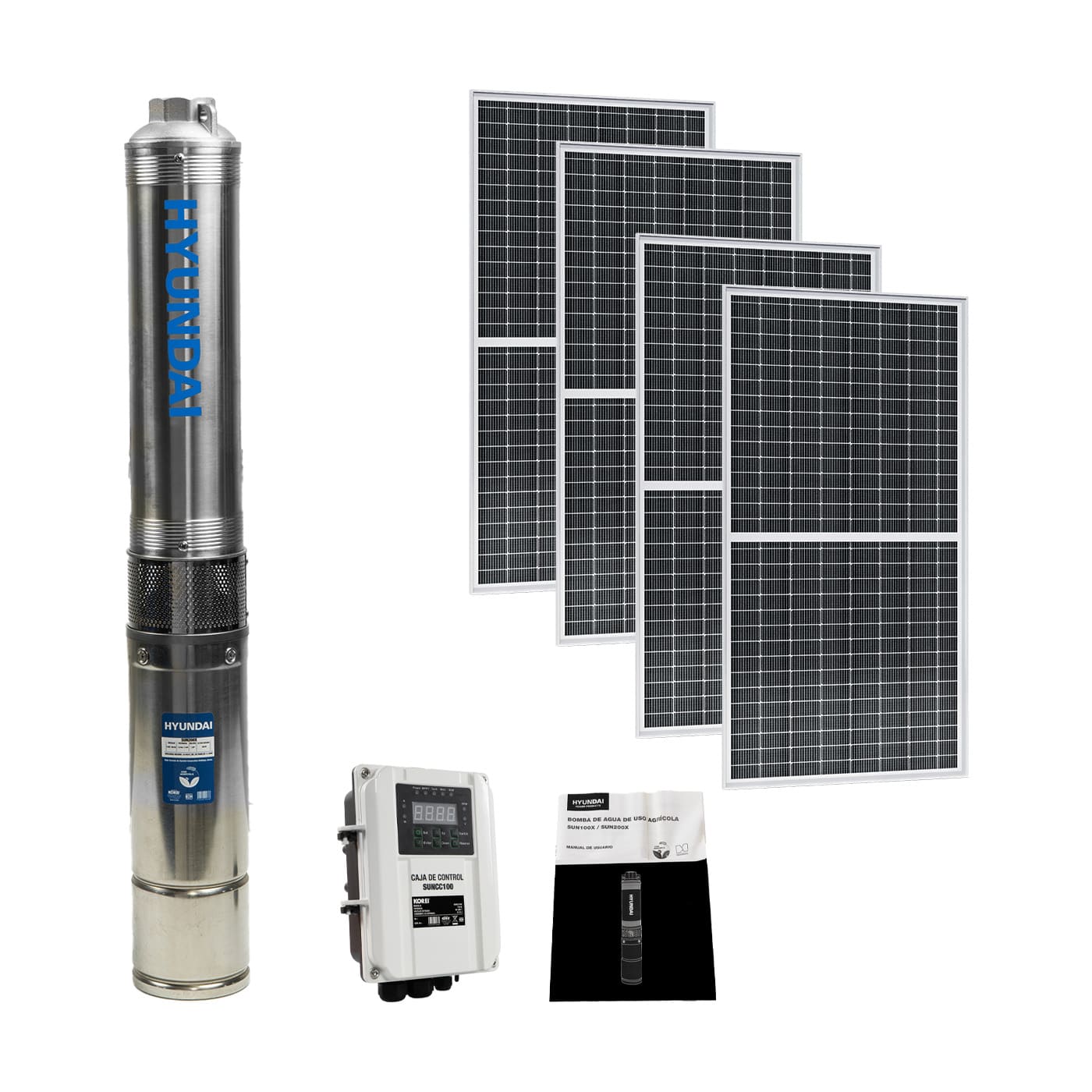 Foto 1 | Bomba de Agua Solar Uso Agrícola Hyundai 2 Hp con 4 Paneles Solares y Caja de Control