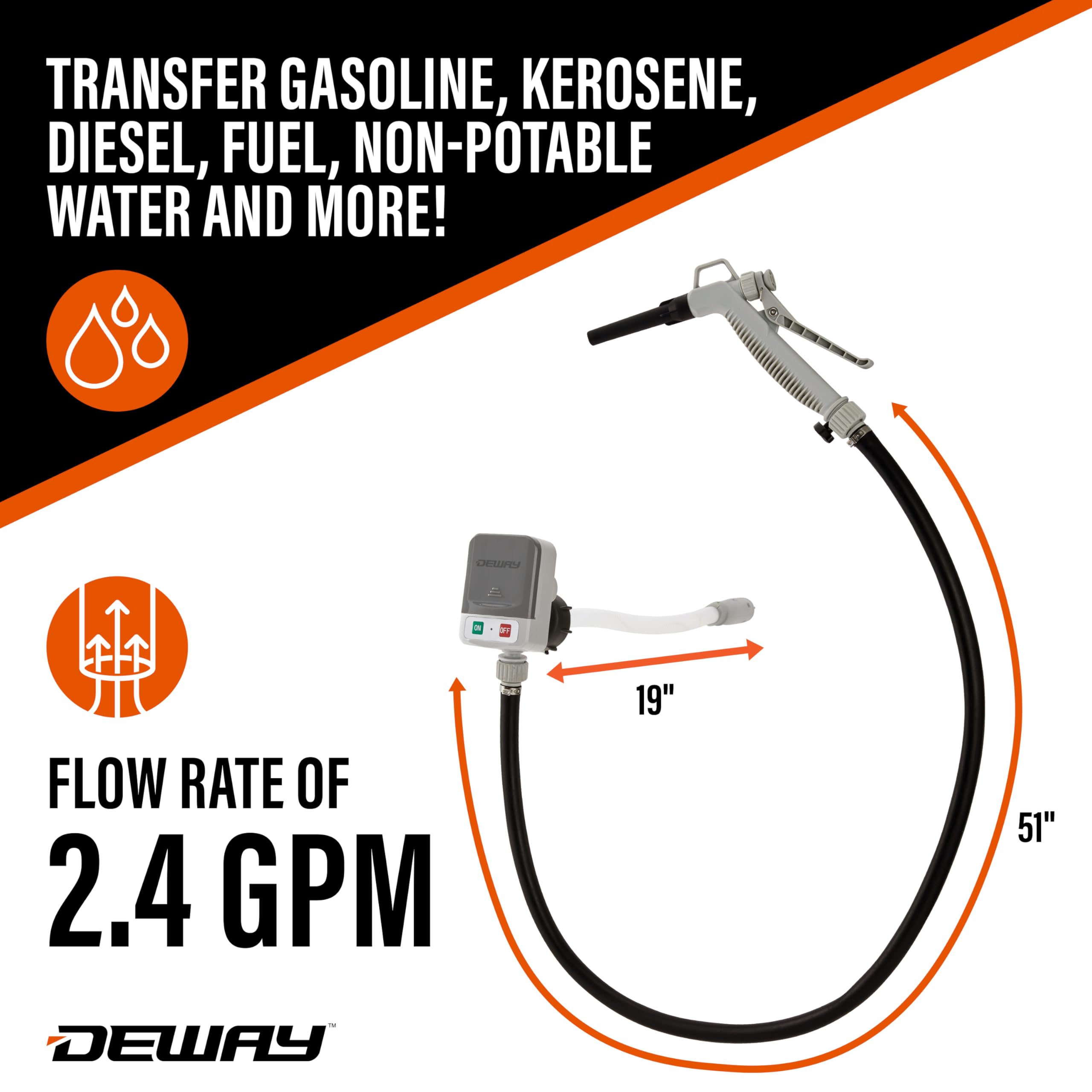 Foto 3 pulgar | Bomba De Transferencia De Combustible Deway Fast De 9,1 L/min Con Manguera De 51 Cm Y 3 Adaptadores - Venta Internacio