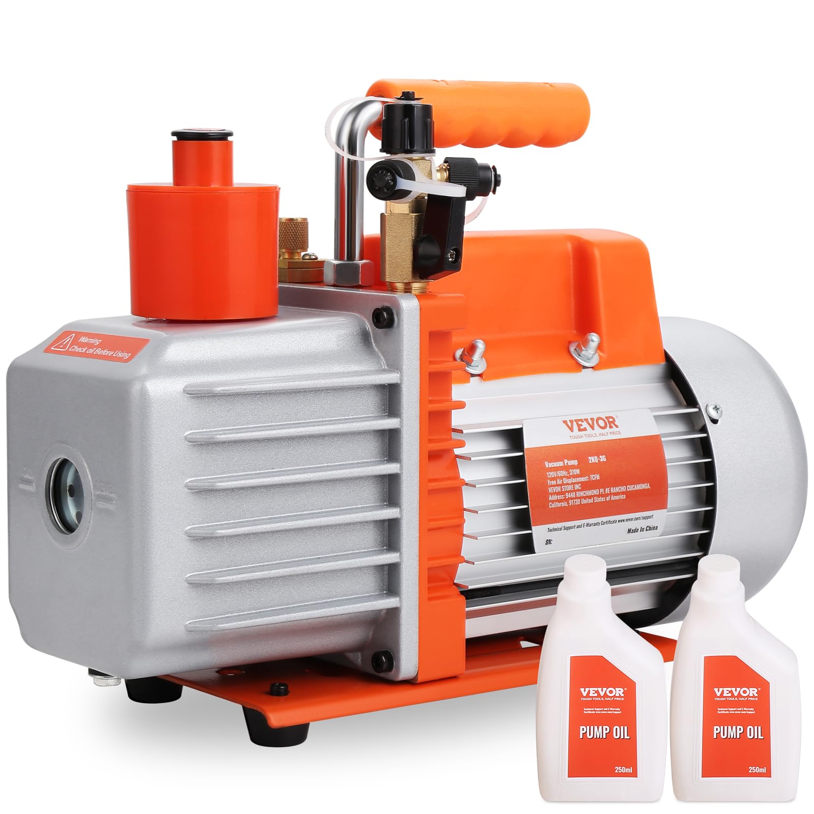 Foto 1 | Bomba De Vacío Hvac Vevor 7 Cfm, Doble Etapa, 1/2 Hp, Paleta Rotativa - Venta Internacional.