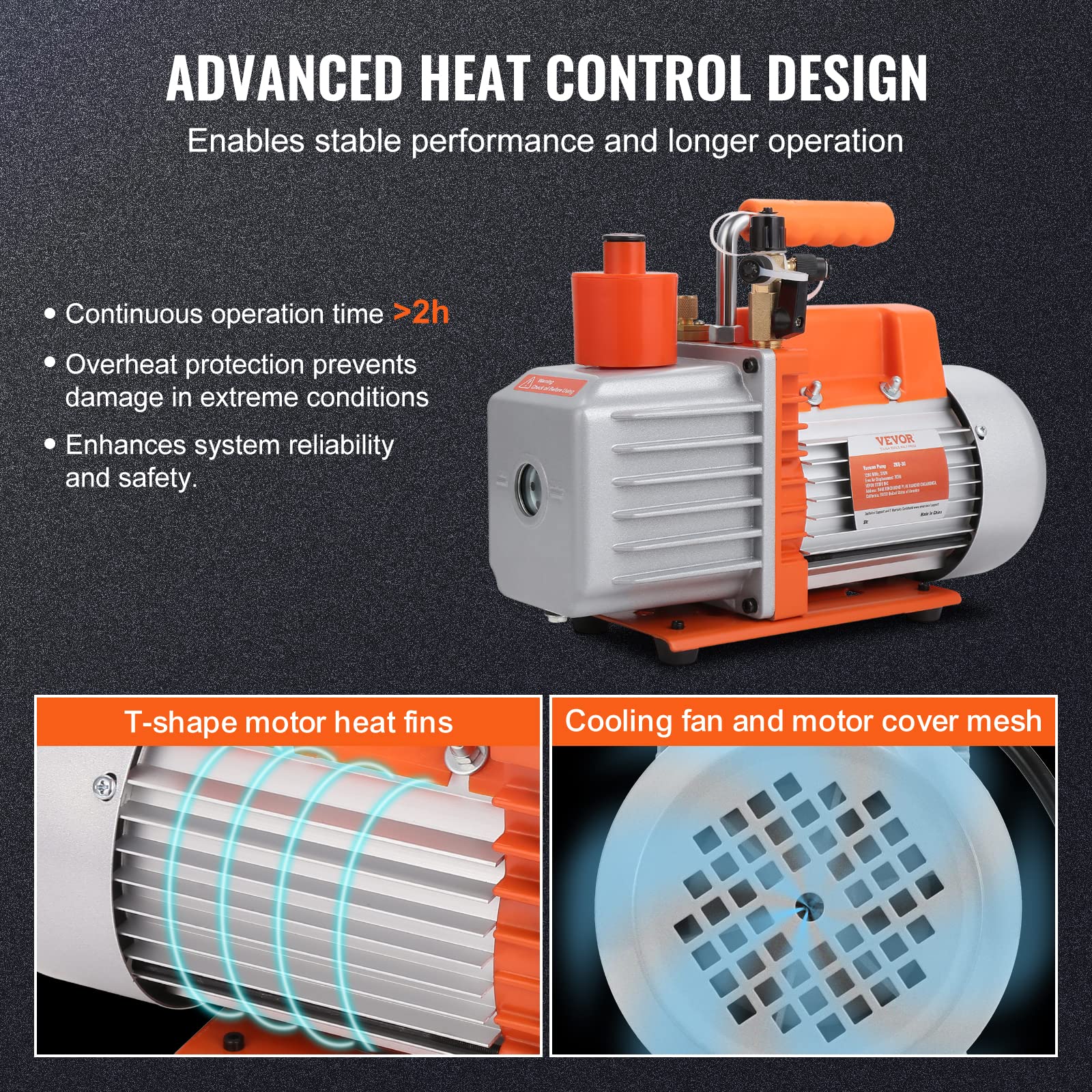 Foto 4 pulgar | Bomba De Vacío Hvac Vevor 7 Cfm, Doble Etapa, 1/2 Hp, Paleta Rotativa - Venta Internacional.