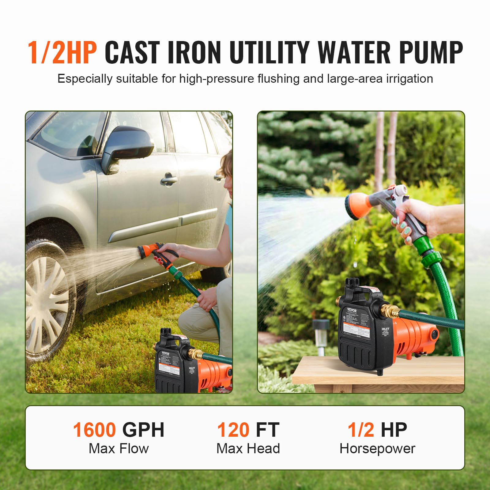 Foto 2 | Bomba De Transferencia De Agua Vevor 115v Ac 1600 Gph 1/2hp De Hierro Fundido - Venta Internacional.
