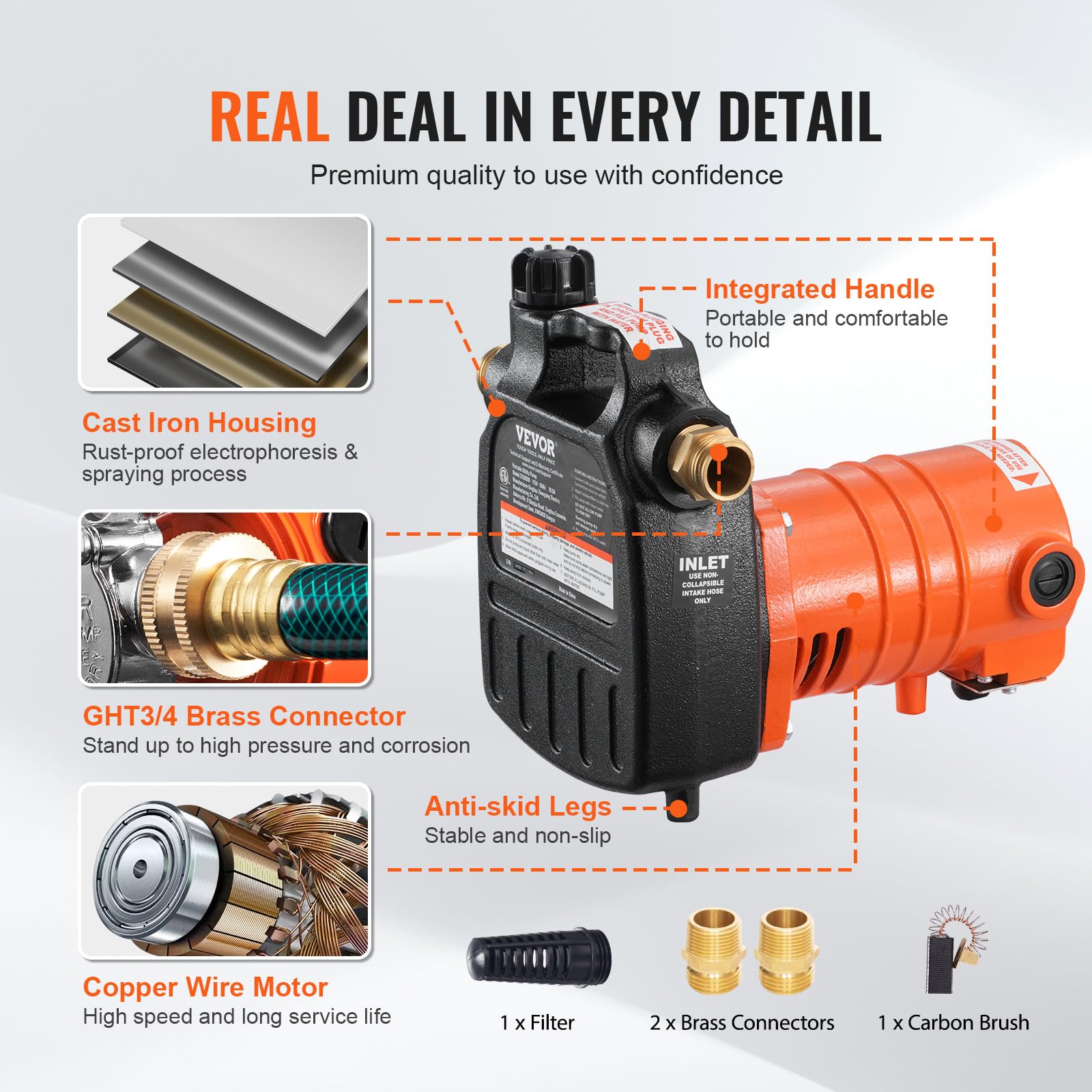 Foto 5 | Bomba De Transferencia De Agua Vevor 115v Ac 1600 Gph 1/2hp De Hierro Fundido - Venta Internacional.