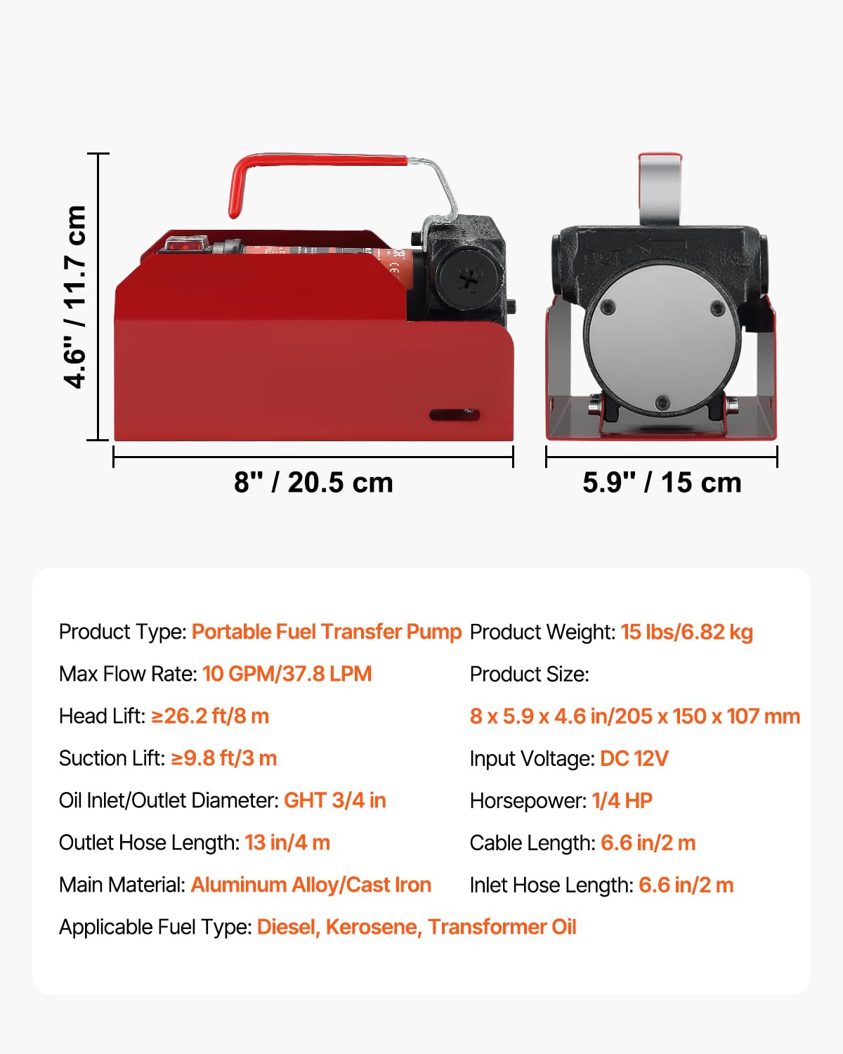 Foto 8 pulgar | Kit De Bomba De Transferencia De Combustible Vevor Diesel 12v 10l/min Con Boquilla - Venta Internacional.