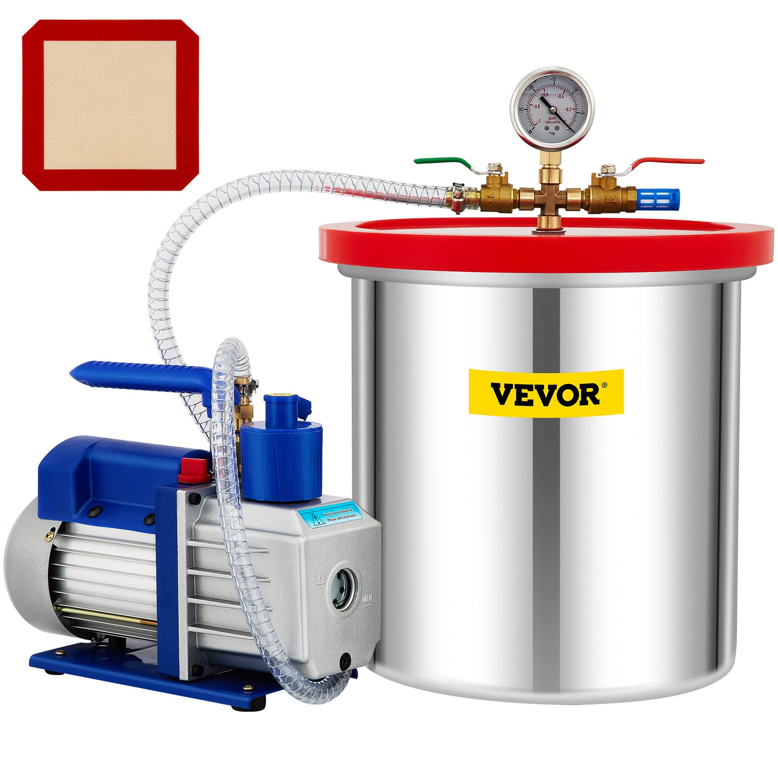 Foto 2 pulgar | Set De Cámaras De Vacío Vevor De 5 Galones Con Bomba De 5 Cfm, 1/3 Hp, 110 V - Venta Internacional.
