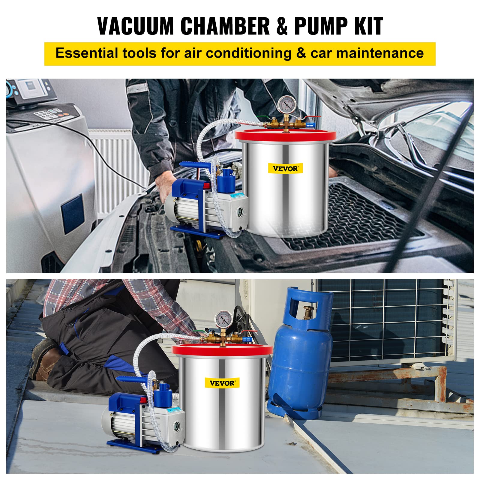 Foto 3 pulgar | Set De Cámaras De Vacío Vevor De 5 Galones Con Bomba De 5 Cfm, 1/3 Hp, 110 V - Venta Internacional.