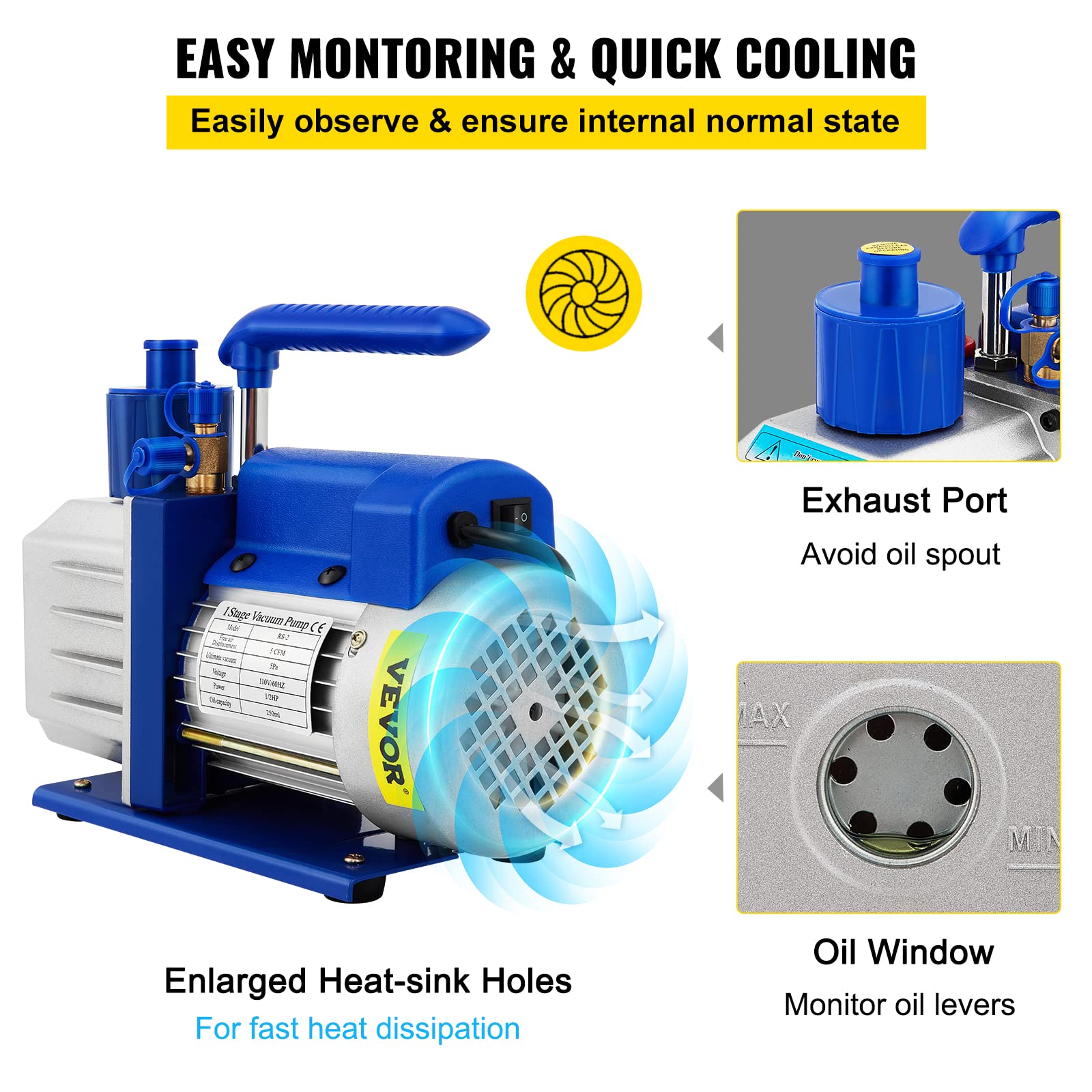 Foto 6 pulgar | Set De Cámaras De Vacío Vevor De 5 Galones Con Bomba De 5 Cfm, 1/3 Hp, 110 V - Venta Internacional.