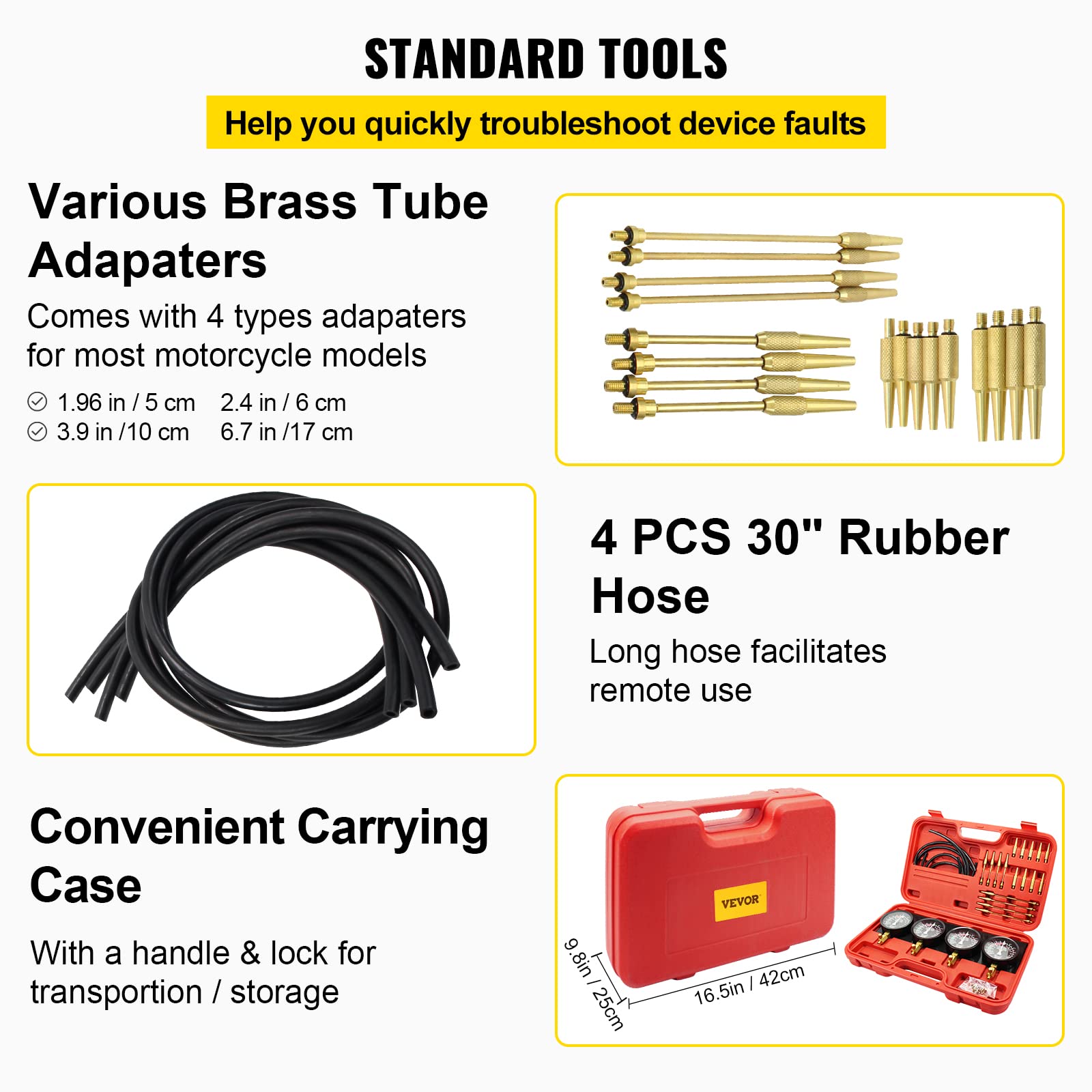 Foto 6 pulgar | Kit De Herramientas De Sincronización De Carburador Vevor Fuel Vacuum Con Manómetro S - Venta Internacional.